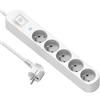 Electraline 32030 - Blocco multipresa prima 5 prese 16 A, con protezione parafulmine con interruttore ON/OFF, lunghezza 1,5 m, colore: bianco