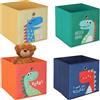 Relaxdays Set da 4 Contenitori per Giochi dei Bambini, Scatole Portagiochi con Disegni, Cubi 30x30x30 cm, Colorato