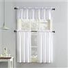 No. 918 Martine Microfiber Semi-Sheer Rod Pocket Set di 3 Tende da Cucina in Microfibra, Bianco, W 36 x L 54 (2 Panels)