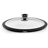 Castey TAPADERA DE Cristal DE 18 CM ARO DE SILICONA POMO INOXIDABLE
