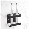 Adorila JJL7177001 - Portaspazzolino elettrico da parete, supporto per spazzolino da denti con piatto in diatomite, autoadesivo, per bagno (nero)