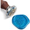 Mceal, Timbro per sigillo di cera, testa in ottone argentato con manico in legno, diametro 30 mm(Bussola)