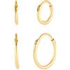 Kuzzoi Set di orecchini a cerchio da uomo, rotondi, 2 paia di orecchini lucidati, orecchini a cerchio in argento sterling 925 placcato oro, set di orecchini a cerchio di alta qualità per uomini,