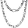 Sllaiss Collana Uomo Acciaio Inossidabile Collana Miami Cuban Link Lunghezza 61cm Catena Cubana Uomo Donna Maglia Grumetta Collane 8mm con Chiusura a Scatto Hip Hop Punk Rapper Argento