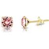 DTPsilver Orecchini Rosa - Orecchini Donna Argento 925 Placcati Oro Giallo con Brillantini di Cristallio Rosa - Orecchini Punto Luce Oro - Orecchini Donna Oro - Orecchini Donna Colorati - Orecchini a Lobo Oro