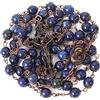 Nazareth Store Collana rosario con perline in pietra naturale Design in rame antico Medaglia del suolo sacro e croce in sacchetto di velluto - Rosari cattolici Terra Santa Gerusalemme (Lapislazzuli blu)