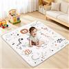 alldomess Tappetino per Giochi Bambino 127 * 127cm, Tappeto Attività Morbido con Imbottitura Spessa per Tempo a Pancia in Giù, Base Antiscivolo Sicura per Gattonamento, Animali linea