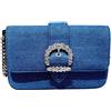 Jimmy Choo Borsa a tracolla JIMMY CHOO Cheri strass denim catena blu scuro festa donna