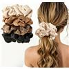 Lolalet 4 Pezzi Scrunchies per Capelli Seta Grande, Elastici Capelli Seta per Donna e Ragazze -Stile B