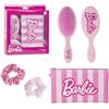 CARTOON Set accessori Barbie 4 pezzi spazzola scrunchies pochette in confezione regalo