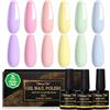 Shining She Smalto Semipermanente Unghie, TPO-Free HEMA-Free, 6 Colori Pastello Smalti Semipermanenti per Unghie Soak Off UV - Tendenza Estiva Lavanda Rosa Azzurro Giallo Rosa Pesca Verde Menta, 8ML