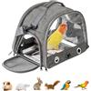 GOEDCH Piccola Borsa per Animali Domestici: Zaino per Uccelli con Posatoio e Vassoio in Acciaio Inox, Borsa per Pappagalli, Zaino per Uccelli Piccoli, Trasportino per Uccelli, Conigli, Porcellini