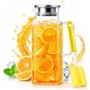 FTISSLY Caraffa in Vetro con Spazzola per Tazze, 2 Litri Trasparente Caraffa in Vetro Caraffa Vetro con Coperchio Bottiglie Vetro Borosilicato Brocca in Vetro Resistente Calore per Acqua Calda Fredda