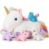 Macocheezee Peluche a forma di unicorno da 61 cm, per bambine di 3, 4, 5, 6, 7, 8, 9 anni, con bellissimi occhi e quattro unicorni, regalo per Natale, festa di compleanno per ragazze