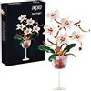 DzirePada Set di 512 blocchi da costruzione in vetro da vino Orchidea, tazza da vino rosso, fiore artificiale, giocattolo da collezione botanica, grande regalo di compleanno