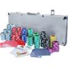 Eaxus Valigetta da poker Deluxe - Set da poker professionale di alta qualità con 500 chip laser, mazzi di carte e cubi