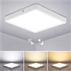 Combuh 24W Plafoniera LED con Sensore di Movimento, 30cm Lampada con Rilevatore Sensori, Plafoniere Soffitto con Sensore Crepuscolare e Caldo, Neturo e Freddo, per Corridoio