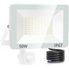 ANNIFUNLY 50W Faretto LED da Esterno con Sensore di Movimento, 5000LM Faretto Led da Esterno 6500K Bianca Fredda, IP67 Impermeabile Faro LED Esterno con Sensore Movimento per Giardino, Garage, Cortile