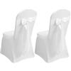 BORDEAG Set di 2 fodere per sedie bianche per matrimonio, elasticizzate, con 2 nodi, per festa, matrimonio, feste, soggiorno, sala da pranzo