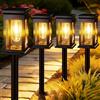 Akynite Luci Solari da Giardino Esterno, max. 55CM Altezza, 4 pezzi Lampade Solari da Giardino Luce Bianca Calda, Auto on off IP65 Impermeabile Luce Solare LED per Sentieri Percorso Cortile