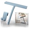 Brovamo Tergivetro per Doccia pulitore per porte in vetro senza striature, Tergivetro Doccia con supporto senza trapano, Tergivetro Professionale con anima in acciaio inox per finestre del bagno[Blue]