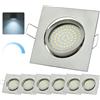 Sweet Led Sweet-led®, set di 6 faretti LED regolabili da incasso, 230 V, 5 W, orientabili, rotondi, cromo spazzolato, 400 lumen, 3000 K, a luce bianca calda moderno Eckig, Chrom Gebürstet, Kaltweiß