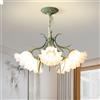 kaixunl Lampadari A Sospensione Di Campagna Francese,Lampadario In Metallo Dal Design Floreale Vintage, Paralume in Acrilico Per Soggiorno Camera Da Letto Ristorante Portico Corridoio (5 Teste)