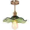 DLGLOLIN Lampada da soffitto in vetro a sospensione con fiore creativo, paralume in verde vintage lampada da soffitto, E27 plafoniere per ingresso corridoio soggiorno camera camera camera