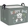 Clastyle Cestino Portaoggetti Cane Felice Grigio Rettangolare Pieghevole per Animali Domestici Giocattoli Vestiti, 40x30x30 cm