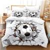 CXYXHW Set di biancheria da letto da calcio, con stampa 3D, set copripiumino sportivo con chiusura lampo, 3 pezzi, morbido, bianco, 135 x 200 cm