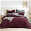 Ruikasi, set di biancheria da letto 220 x 240 cm, 3 pezzi, in microfibra, bordeaux, rosso e grigio