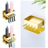 WAYASI Porta Spazzolino da Muro, Portaspazzolino Elettrico, Porta Dentifricio, Porta Spazzolini Bagno, Porta Testine Portaspazzolini, Autoadesiva Porta Spazzolini Elettrici (Oro, Piccola)