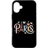 Eiffel Tower Paris France Romantic Trave Custodia per iPhone 16 Plus Torre Eiffel Parigi cuori pastello grafica carina