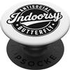 Introverts & Antisocial Designs Men Wome Spilla retrò vintage introverso Indoorsy Antisociale Farfalla PopSockets PopGrip Adesivo