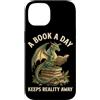 Book Dragon Fantasy Gifts Reading Enthus Custodia per iPhone 14 Un libro al giorno tiene lontana la realtà Dragon Book Lover Fantasy