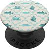Preppy Aesthetic Designs Preppy Aqua Granchio, Pesce, Conchiglia e Alghe Motivo Costiero PopSockets PopGrip Adesivo