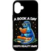 Book Dragon Fantasy Gifts Reading Enthus Custodia per iPhone 16 Plus Un libro al giorno tiene lontana la realtà Dragon Fantasy Book Lover