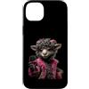 Red Wine Animal Lover Farm Glam Graphics Custodia per iPhone 14 Plus Elegante agnello ritratto moda pecora vino vetro grafico fattoria