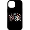 Eiffel Tower Paris France Romantic Trave Custodia per iPhone 15 Torre Eiffel Parigi cuori pastello grafica carina