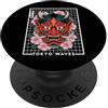 TOKYO WAVES Oni Mask Designs Hannya Oni Grid Devil Yokai - Maschera da tatuaggio giapponese con diavolo PopSockets PopGrip Adesivo