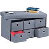 Relaxdays Panca Contenitore con 6 Cassetti, Pieghevole, Ingresso o Camera Letto, HLP: 39x76x38 cm, Porta Giochi, Grigio