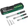 XLIT Set di 3 chiavi dinamometriche a scatto ± 3% precisione - 1/4 (1-25 Nm), 3/8 (5-60 Nm) e 1/2 (20-220 Nm), per riparazione di auto, moto e biciclette