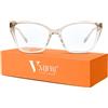 VMJFBJ Occhiali Anti Luce Blu Donna Cat Eye TR90 Leggeri Computer | Montatura Champagne, Eleganza Raffinata, Materiale Flessibile, Comfort Prolungato, Ufficio Casa