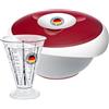 Westmark Set di cottura: 1 ciotola per mescolare e cuocere con coperchio in due parti 3,5 l + 1 misurino con cono di misurazione fine, plastica, bianco/rosso/trasparente, 315522E8