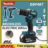 Makita Trapano avvitatore a percussione Makita DDF487 rosso e nero, senza spazzole, per uso domestico, 18V agli ioni di litio, con elevata coppia, avvitatore elettrico.