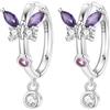 NUJIFFY Orecchini in argento da donna, alla moda, in argento Sterling 925, orecchini a cerchio con onde brillanti, graziosi gioielli fashion dangle drop, regalo di compleanno per uomini, sorelle e