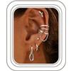 Dochais Dochai 7 Coppi Orecchini Argento 925 Donne，Orecchino A Clip Creoles Set In Argento Con Ear Cuff Fake Piercing Helix Cartilagine Tragus Conch Piercings Orecchio