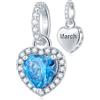 CHAWIN Ciondolo con pietra portafortuna, ciondolo a goccia a forma di cuore in argento Sterling 925, CZ scintillante compatibile con braccialetti Pandora, collana, regali di compleanno per donne/moglie/madre