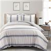 Lush Decor Set copripiumino reversibile in cotone a righe da 3 pezzi, colore blu navy
