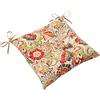 Pillow Perfect Bright Floral Indoor/Outdoor Chair Seat Cushion Ties Reversibile, Resistente alle intemperie e allo sbiadimento, 100% Poliestere, Verde/Rosso Zoe, 18.5 x 19, 2 unità